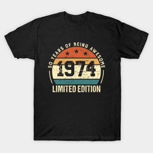Vintage 1974 Birthday Gift Idea Classic Retro 50th Bday T-Shirt